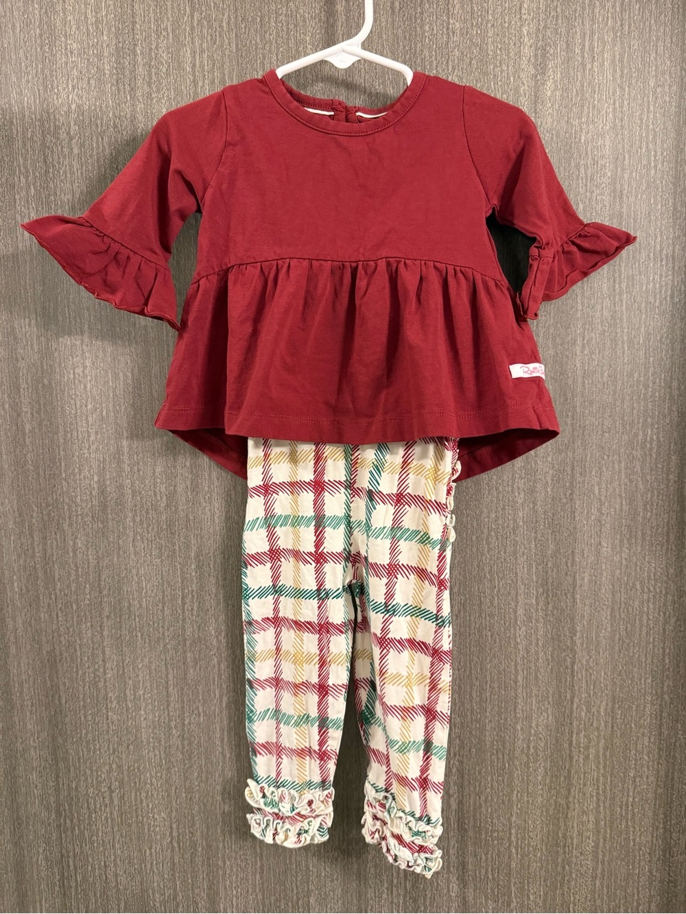 RuffleButts Holiday Baby Peplum Top & leggings- Size 12-18M